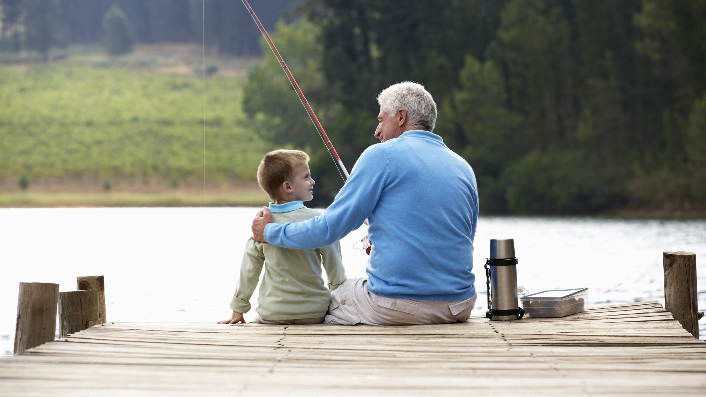grandpa and grandson fishing clipart free